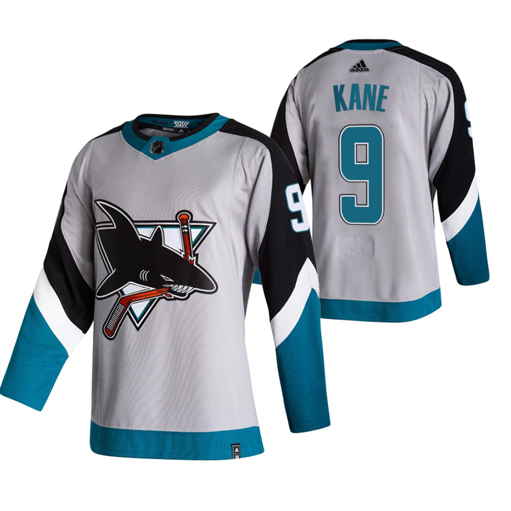 2021 Adidias San Jose Sharks #9 Evander Kane Grey Men Reverse Retro Alternate NHL Jersey